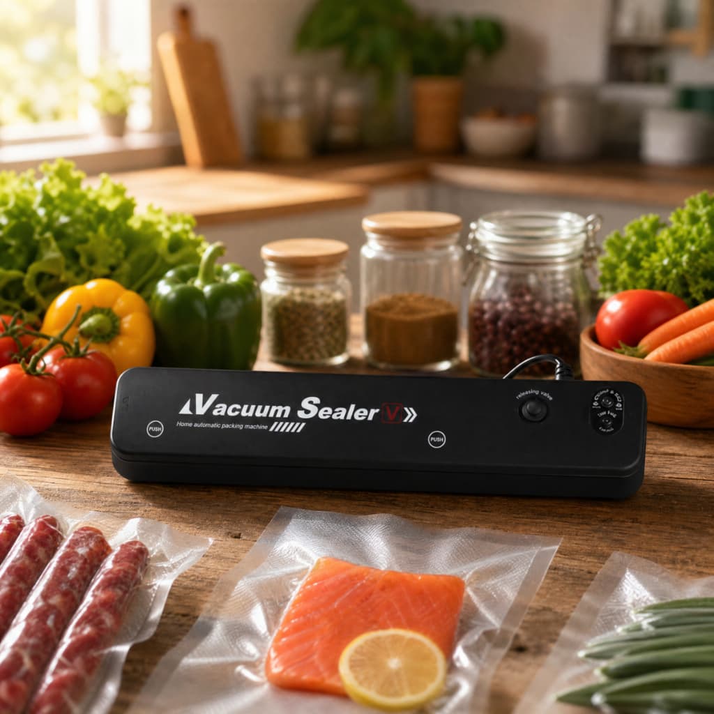 Seladora a Vácuo Doméstica 220V Não Bivolt, Modo Seco e Úmido, Forte Sucção, Conserva Carnes e Alimentos Frescos