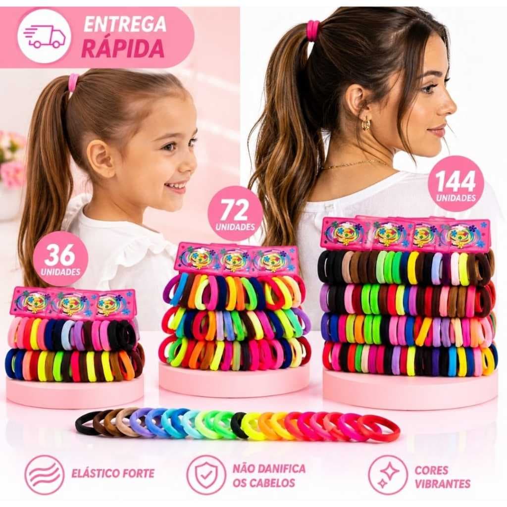 kit Elástico Xuxinha de Meia P/ Cabelo rabico Cores Mescladas Infantil Adulto