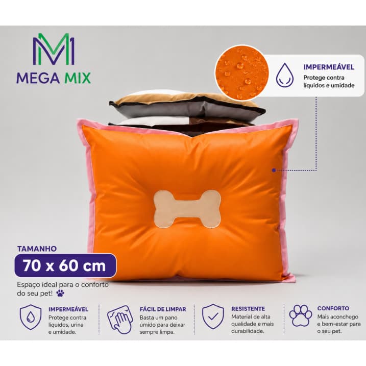 Cama para cachorro G impermeável 70x60cm, cores variadas, ideal para o conforto do seu pet