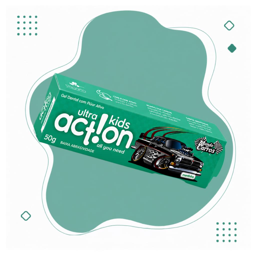Gel Dental Ultra Action Kids Mundo Dos Carros Mentinha 50g Ultra Action Kids Mundo dos Carros Gel