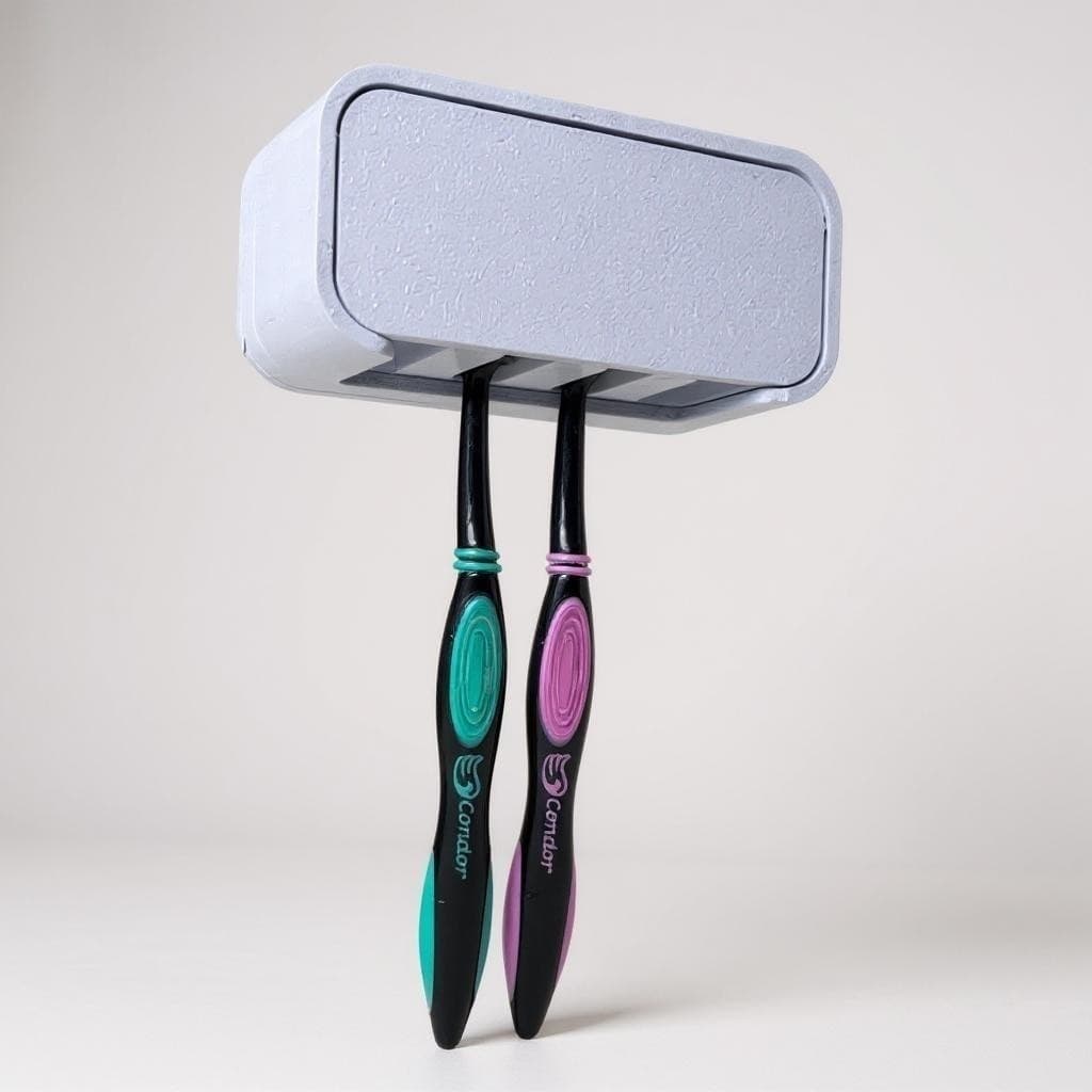Porta Escovas de Dente Parede Fixação Sem Furo Suporte Para até 4 Escovas com Fita Dupla Face Forte