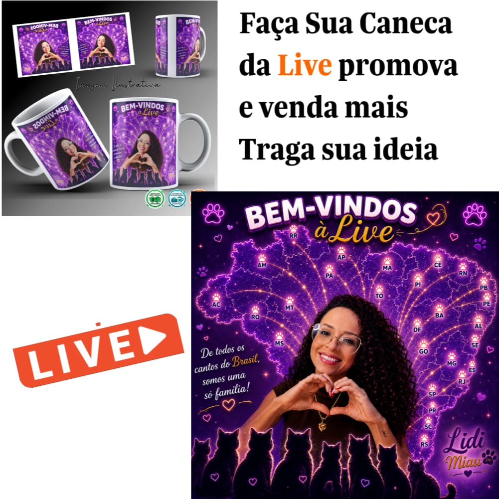 Caneca de Lives - Edição Especial de Comemoração Caneca  Personalizada LIDI LIVE