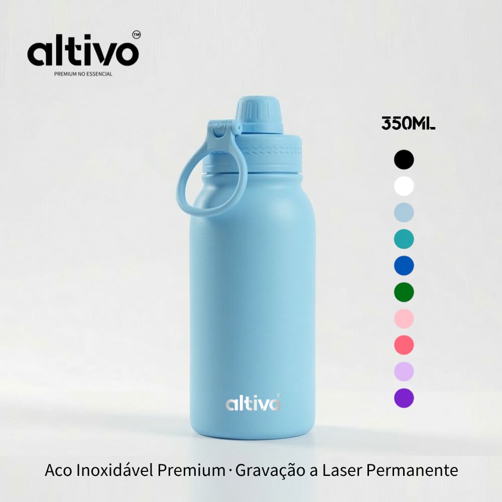 Garrafa Térmica Aço Inoxidável Premium Personalização de Nome com Tampa Antivazamento Bico Rosqueável 350ML