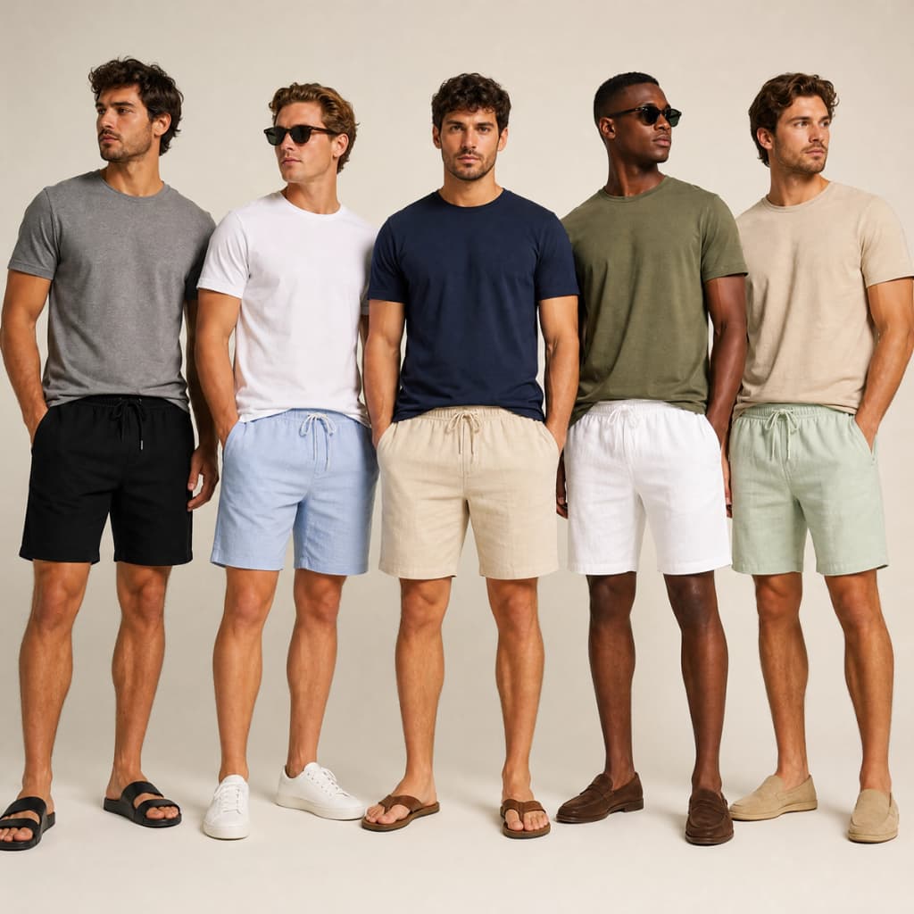 Kit 2 Shorts Linho Masculino Bermuda Mauricinho Lisa Leve Casual Conforto