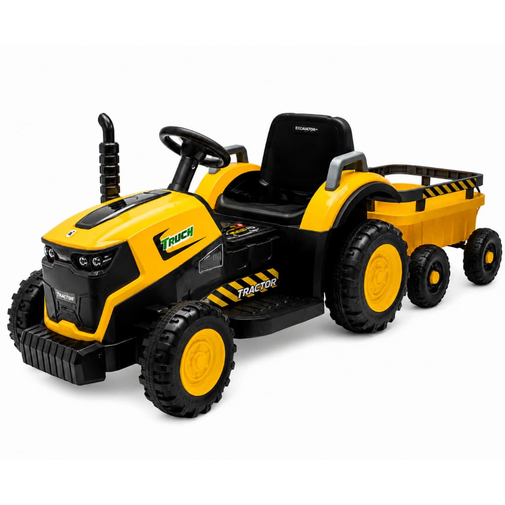 Trator Compact 12v Elétrico Infantil Carrinho de Passeio com Carretinha Controle Remoto Carro Zippy