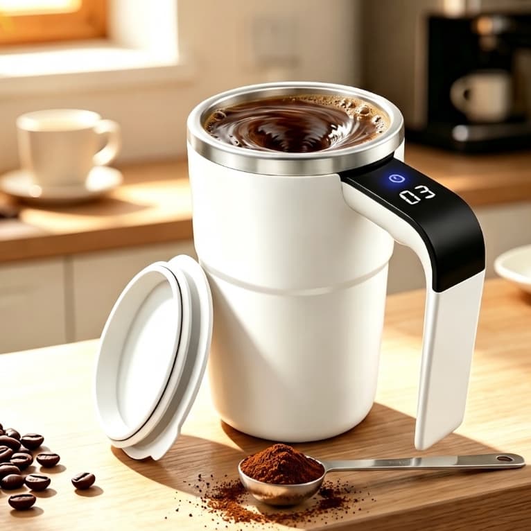 Caneca Mixer Automática Magnética Recarregável USB Com Display Tela Digital