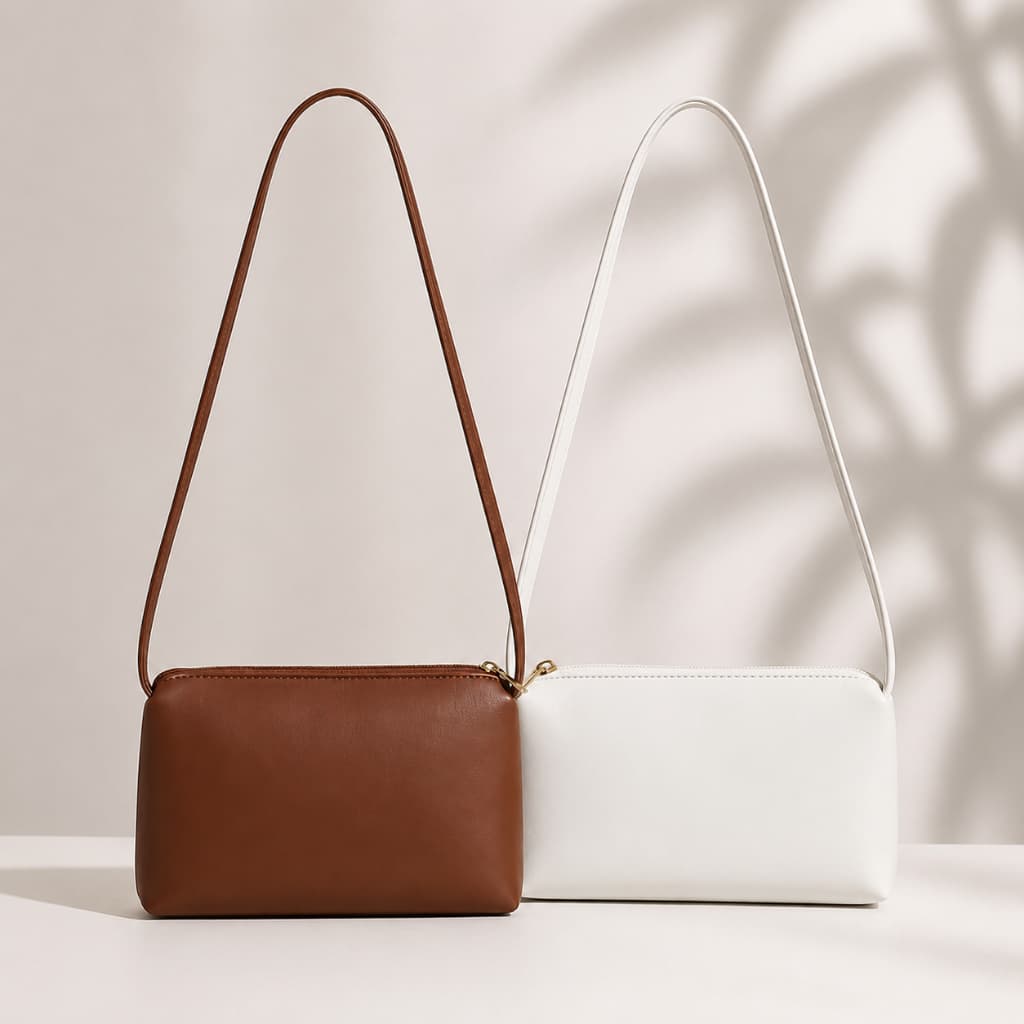 Kit 2 Bolsa Feminina Transversal Moderna Alça Bolsinha Estilosa Tendencia Couro Ecologico Ziper Ouro