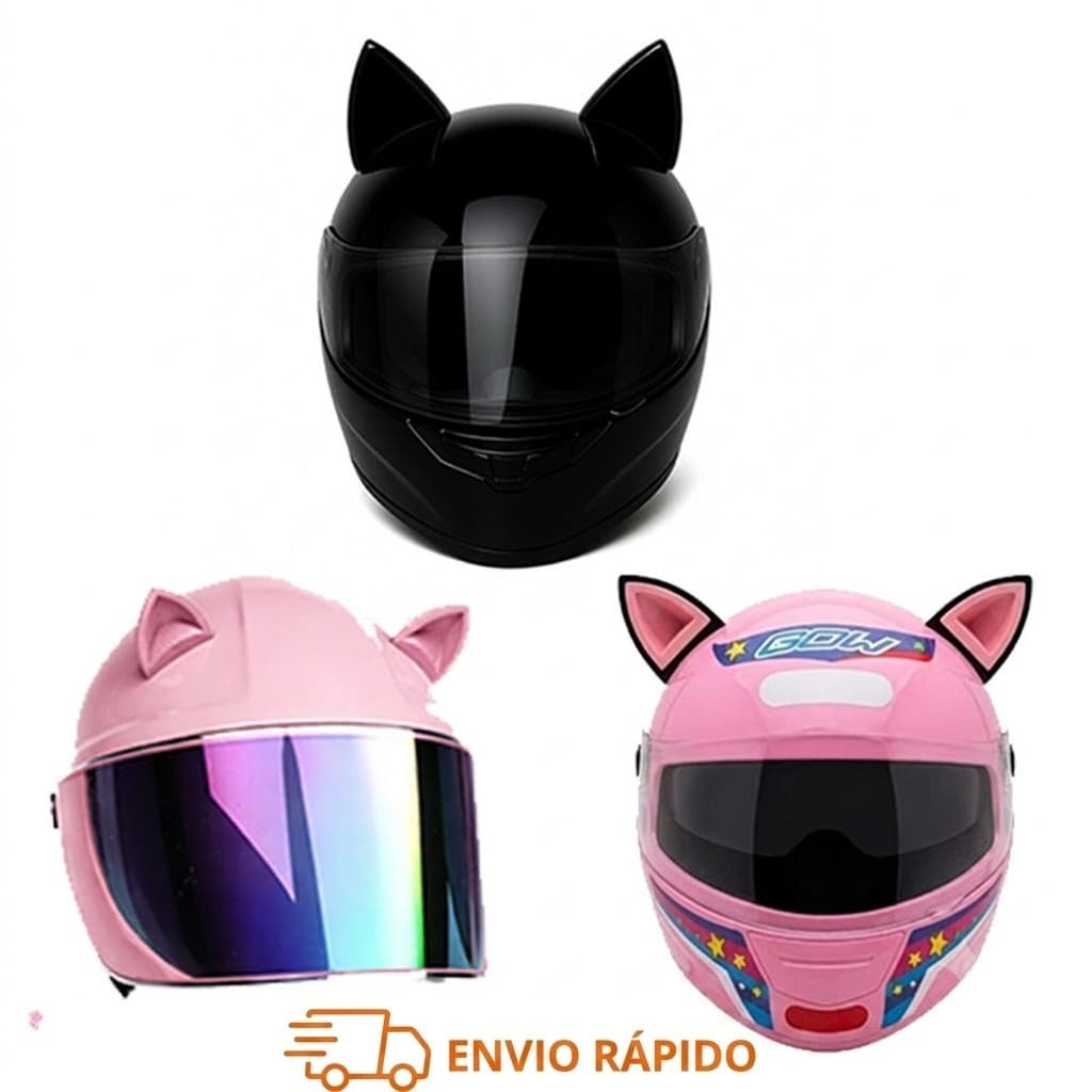 Orelha De Gato Acessório Moto Bike Fixar Capacete Dupla Face