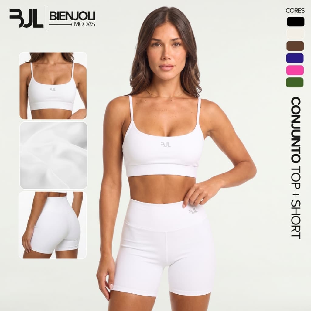 Conjunto Corrida Feminino Short e Top Academia ZERO TRANSPARÊNCIA Fitness Compressão Treino Yoga