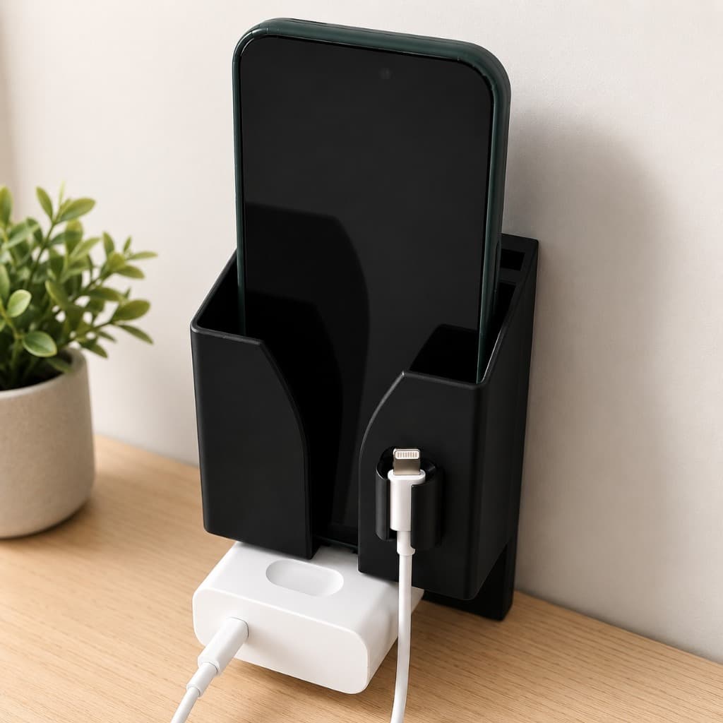 Suporte de Parede para Celular com bolso para cabo - Suporte para Celular de parede