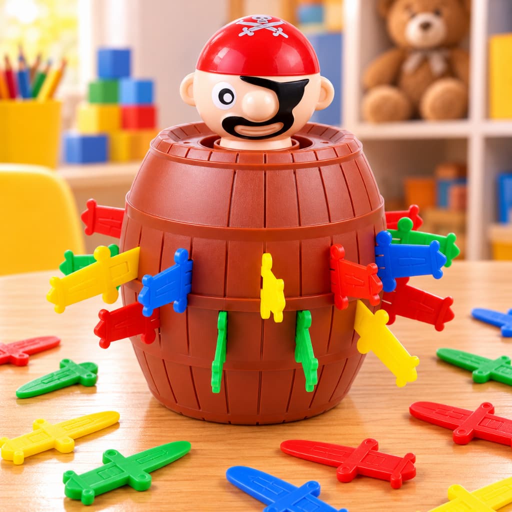 Jogo Pula Pirata com 16 Espadas Brinquedo Infantil Interativo para Crianças, Festas e Família
