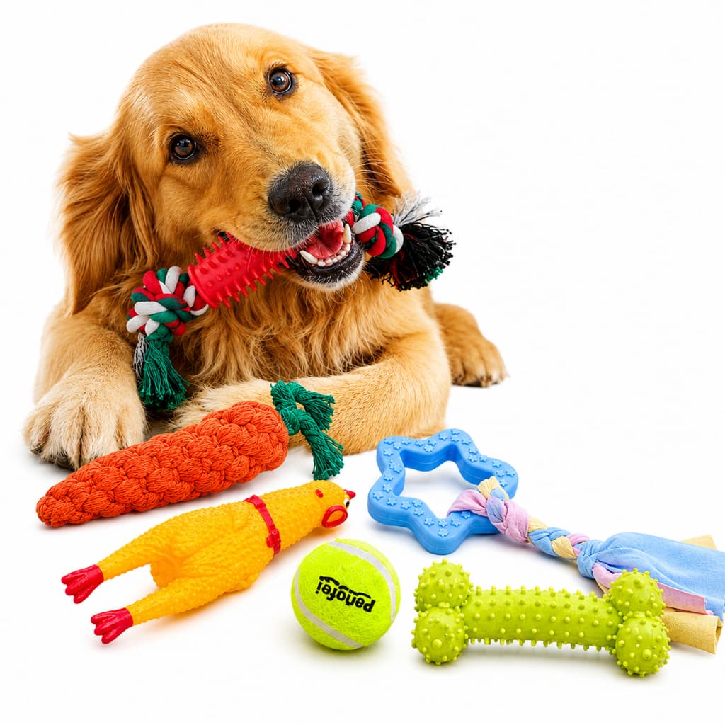 Mordedor Para Cachorro Kit 6 Pçs Bolinha Corda Resistente Antiestresse Interativo Brinquedo para Pet Caes