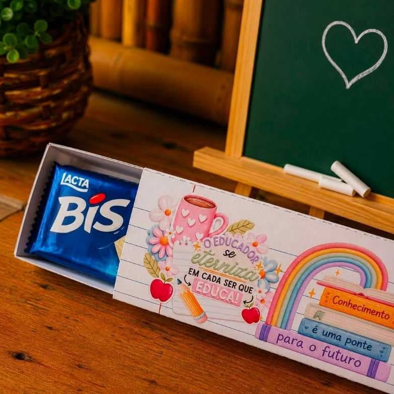 Caixinha para Bis Dia dos Professores Personalizada | Lembrancinha Escolar | Caixa para 1 Pacote de Bis