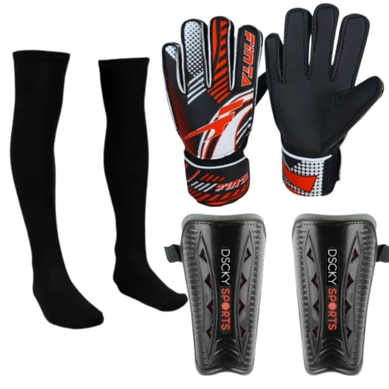 Kit Goleiro Luva Power Meião Caneleira Adulto Juvenil Iniciante