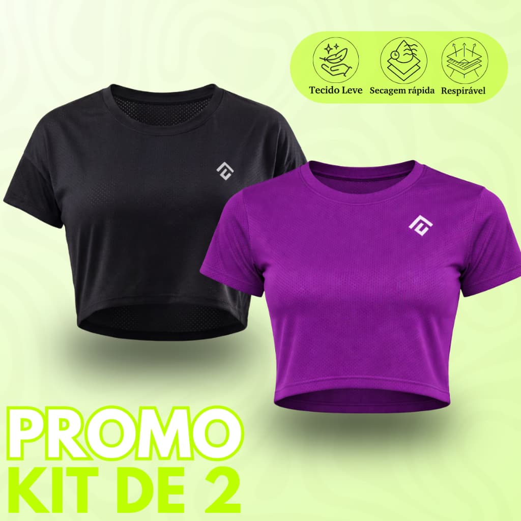 Kit 2 Cropped Academia Dry Fit Feminino Respirável Fitness