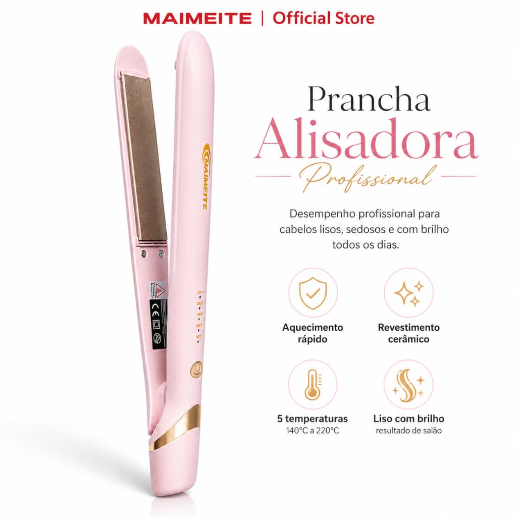 MAIMEITE Alisador De Cabelo Íons Negativos  Controle De Calor Aquecimento Rápido