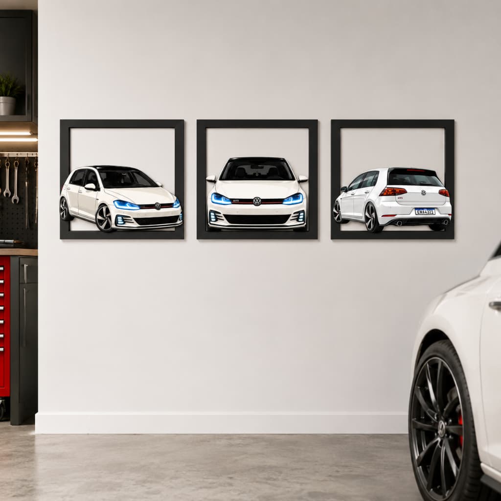 3 Quadrinhos GOLF GTI Quadros 20x20 cm