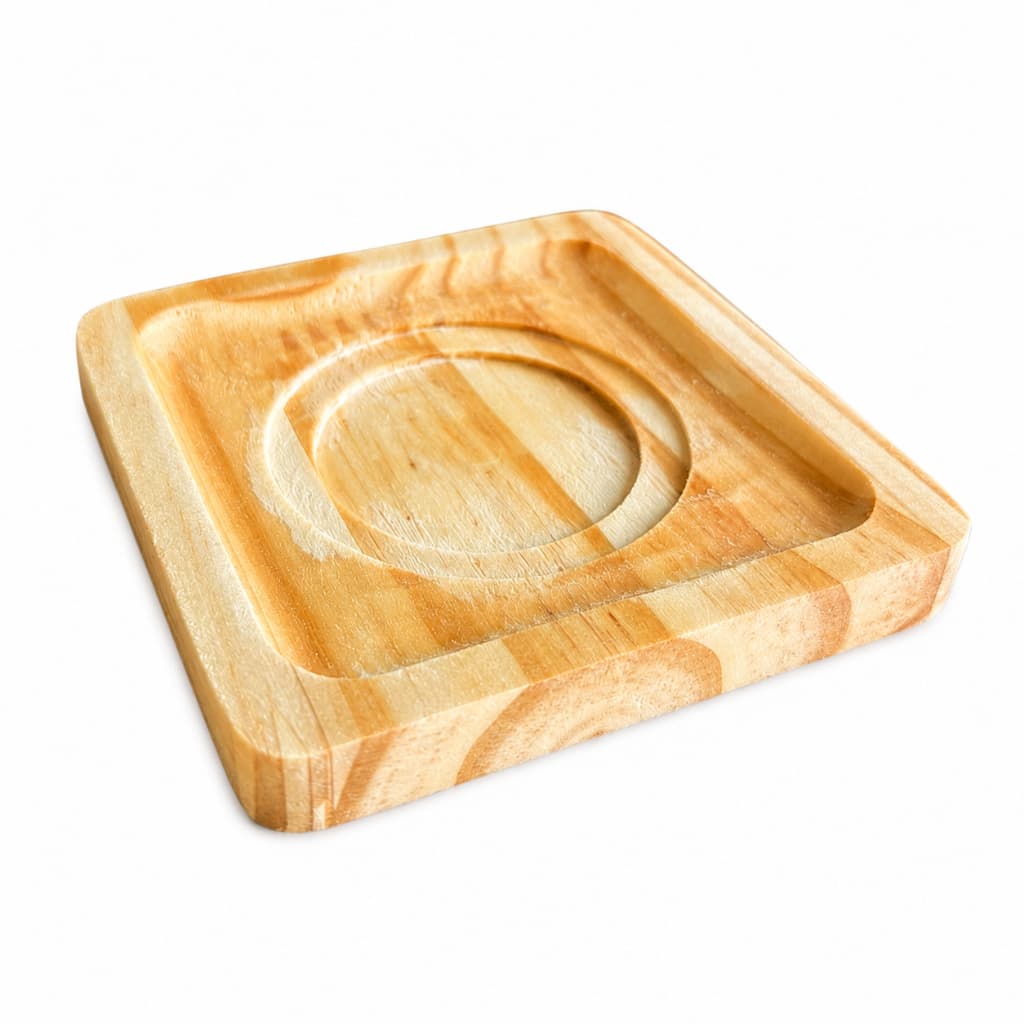 Kit Jogo De Pires Madeira Pinus 11x11 Multiuso Pires Café Xicaras Petisco Organizar Decoração