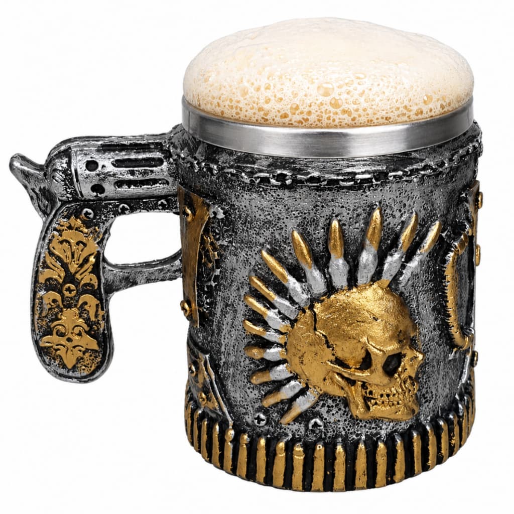 Caneca Chopp Caveira Punk em resina Exclusiva Escolha a Sua