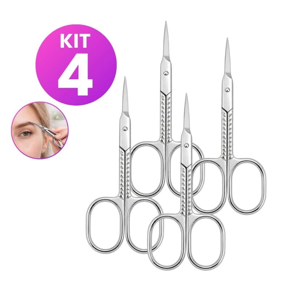 4 Un Tesoura Russa Para Unhas E Sobrancelha Ponta Curva Profissional Aço Inox Sobrancelha