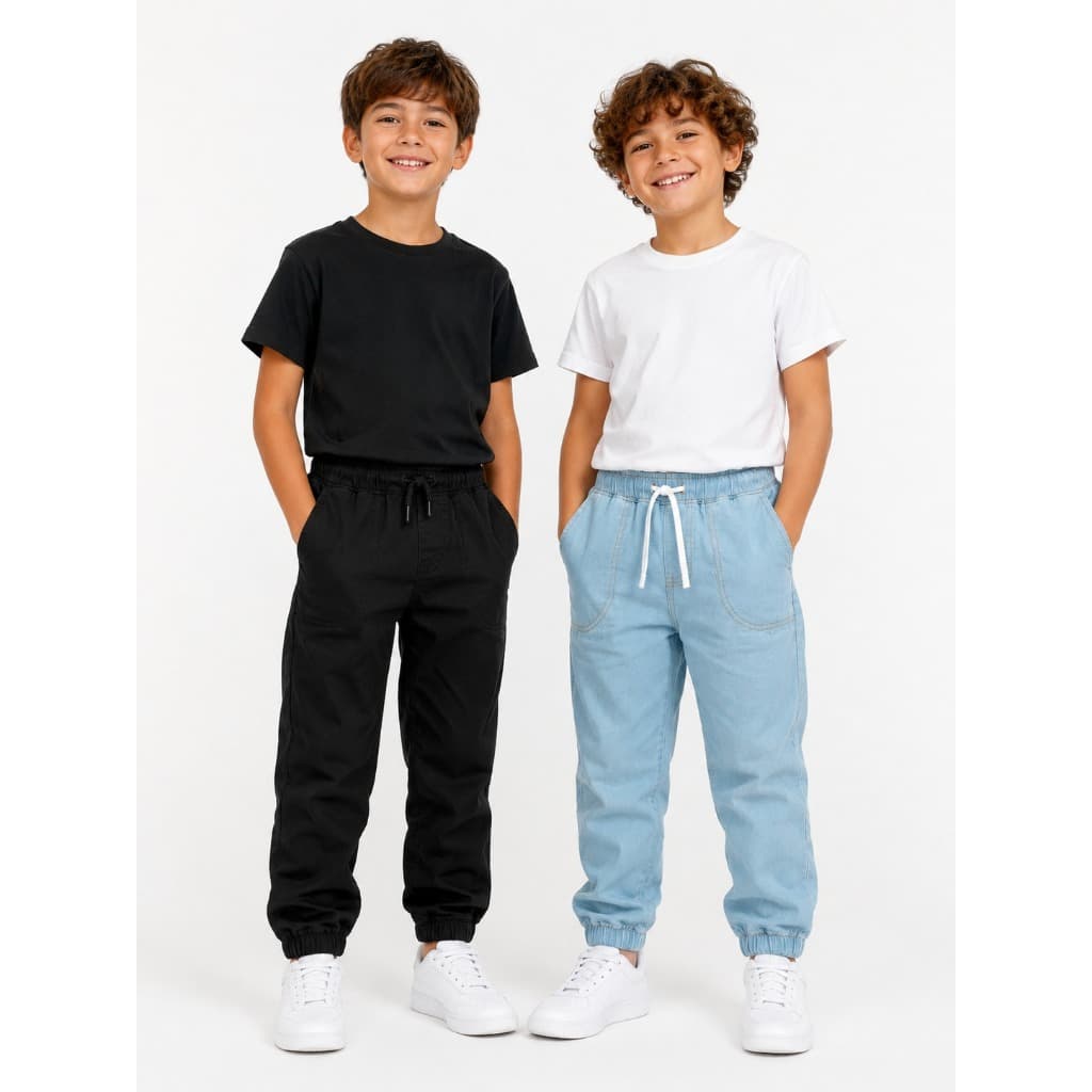 KIT 2 Jogger Infanto Juvenil Jogger Swag Cordão de regulagem Na Cintura E Punho Ajustável Na Perna