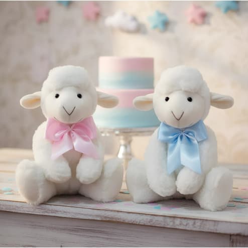 Kit 2 Ovelhas De Pelúcia Decoração Cha Revelacao Cha Bebe Ursinho 34cm