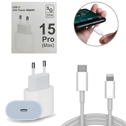 Carregador Lightning 35w Para iPhone 6s 7 8 Plus 11 12 13 14 Pro Max Cabo De 1 Metro Carregamento Turbo Rápido