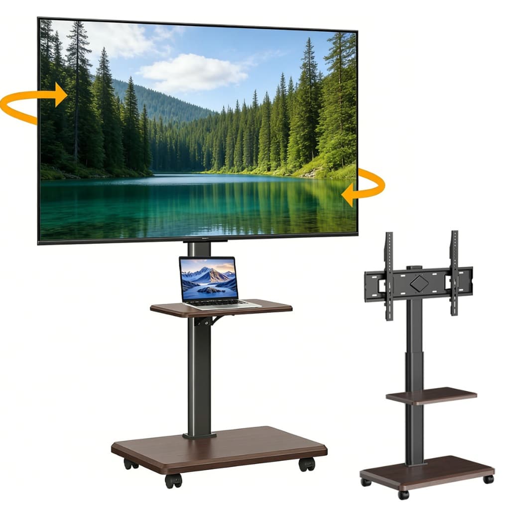 26 - 75" Brave Bull Suporte De Chão Pedestal Móvel Para Tv Monitor, Aço Reforçado, Montagem Simples