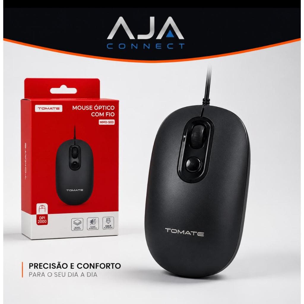 Mouse Óptico com Fio TOMATE MMO-S03 USB 2000 DPI Plug & Play