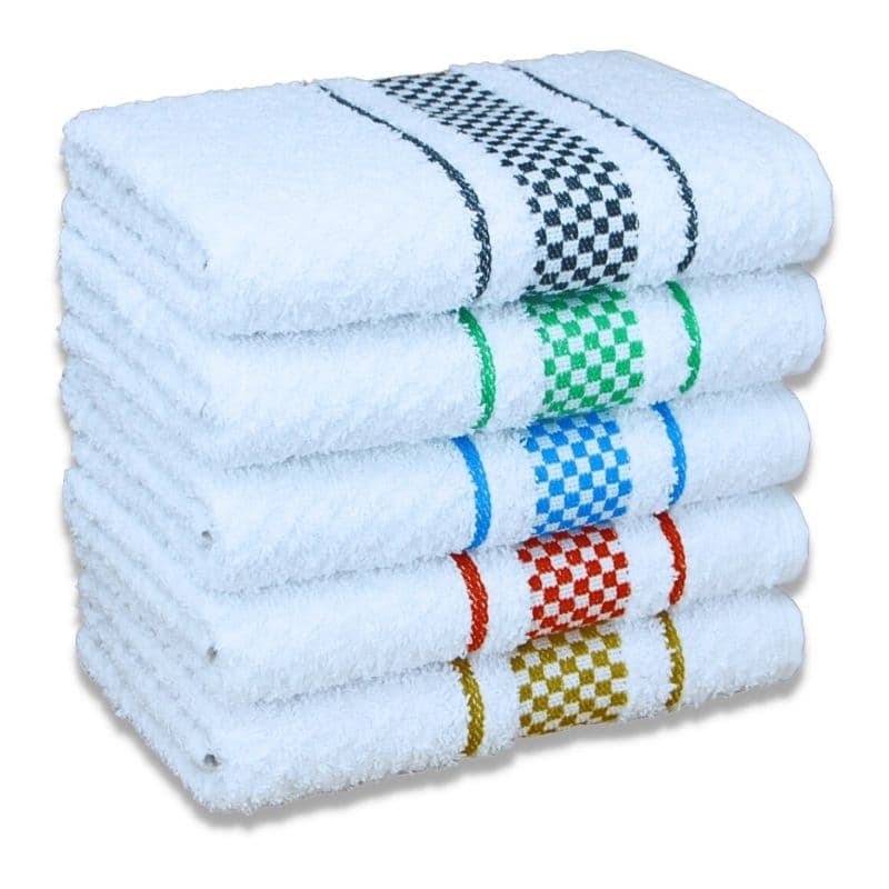 kit 5 Panos de Prato Jacquard Xadrez Copa Premium Atoalhado 45x70 100% Algodão