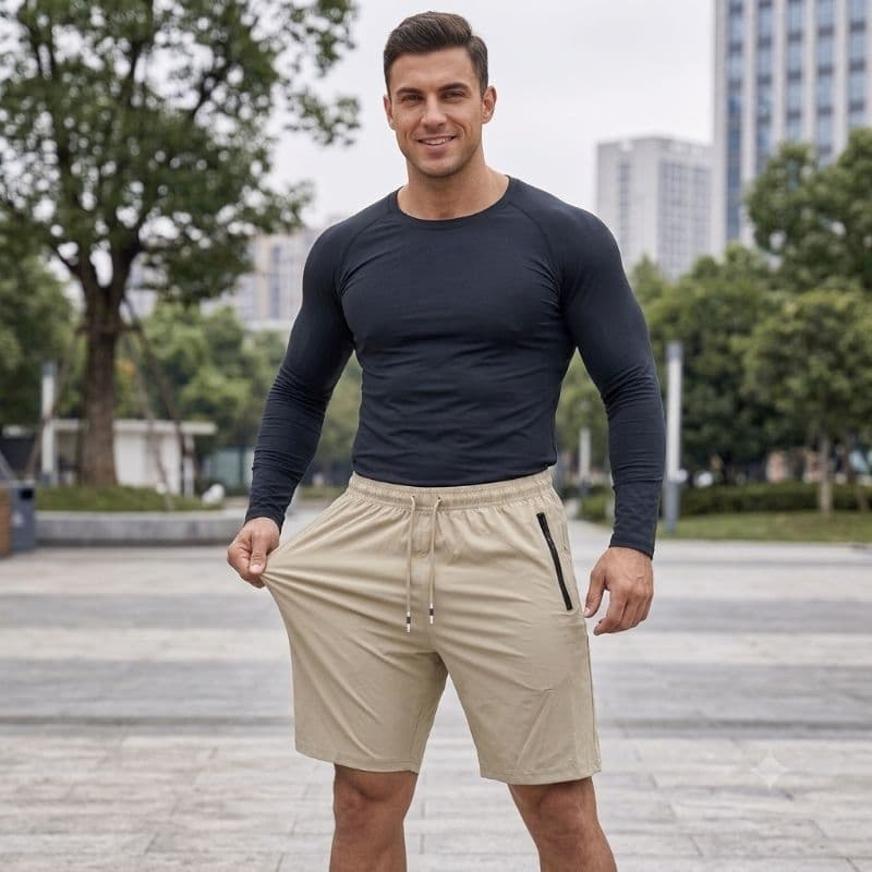 Short Masculino De Poliamida Tactel Bermuda 3 Bolsos Zíper Secagem Rápida Fina Leve Praia..