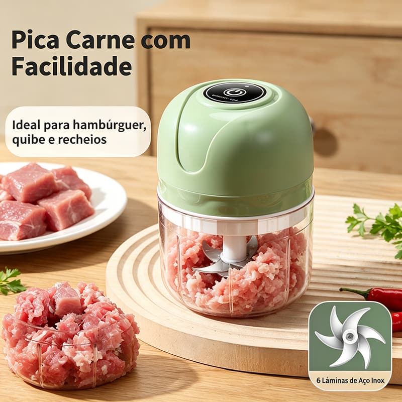 Mini Picador Elétrico Sem Fio Recarregável Tritura Alho, Pimenta, Amendoim e Verduras Processador Portátil Prático para