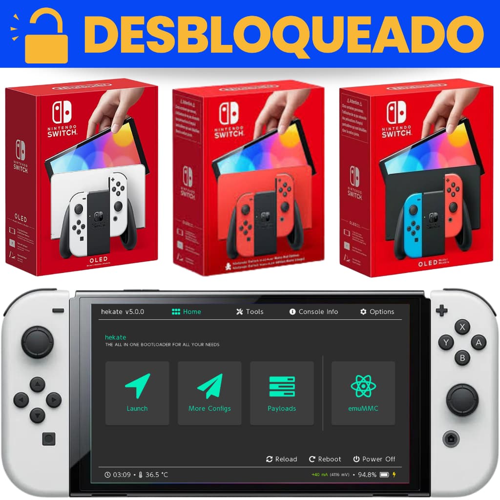 Nintendo Switch Oled Desbloqueado Novo com Jogos + Garantia + NF Envio rápido