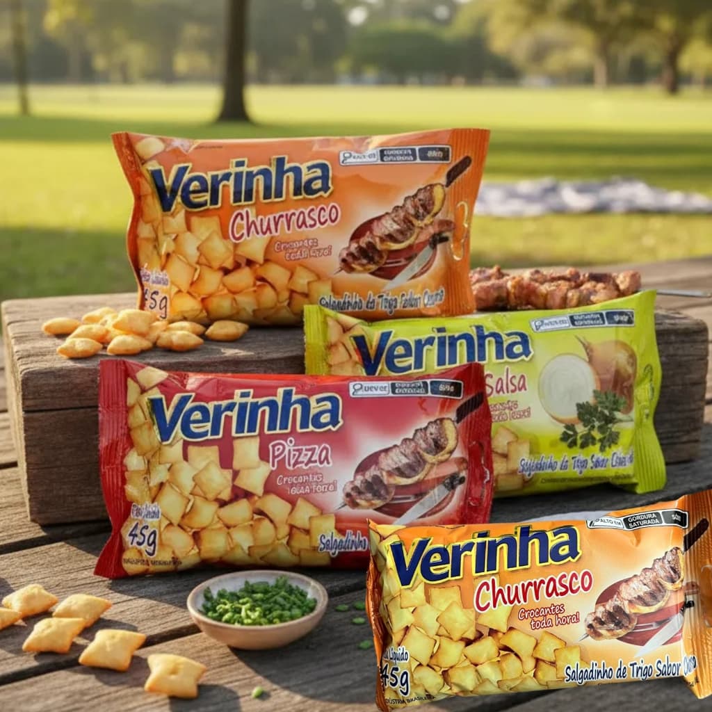 Kit Salgadinhos Snacks Verinha Sabores: Pizza Cebola & Salsa  Churrasco Festa criança Kit 20/10 un
