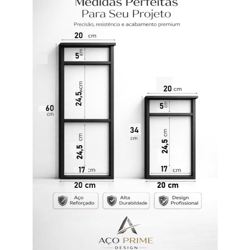 Kit 3 Suportes Prateleira Industrial Aço Preto | Estilo Loft Parede 15 x15mm Alta Resistência 20 cm