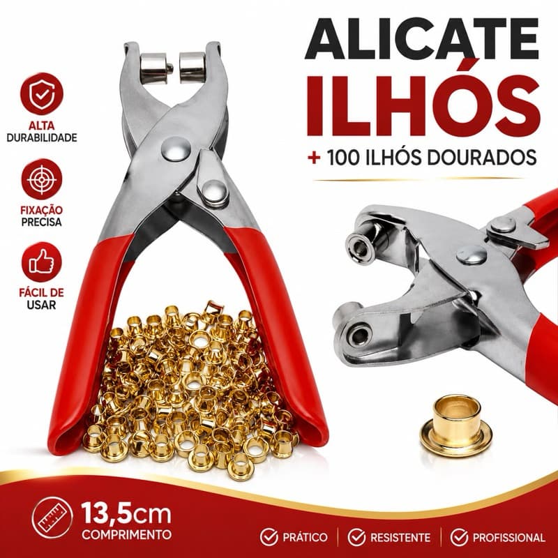 Kit Alicate Para Aplicação De Ilhos - C/100 Ilhoses