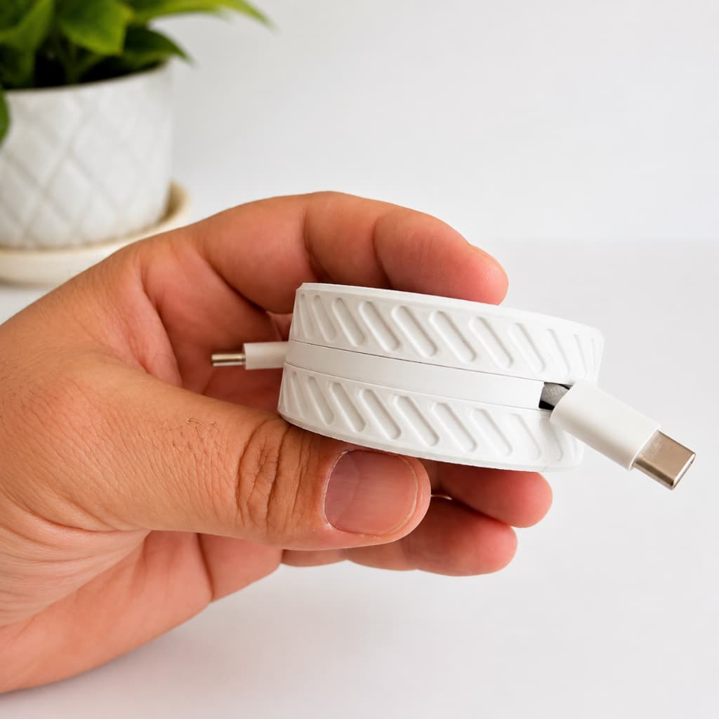 Organizador Enrolador de Cabo USB Porta Fio para Carregador de Celular Compacto Portátil Anti Nó