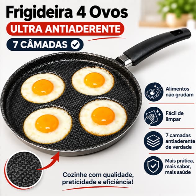Frigideira 4 Ovos Antiaderente Grande 26cm Frita Ovo Panela