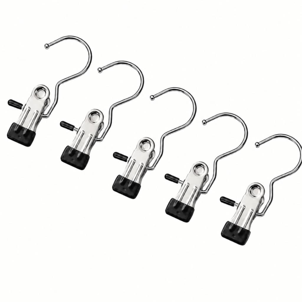 Kit 5 Prendedores Com Gancho Giratório 360° De Metal Para Cabide Varal Closet Guarda Roupa Organizador