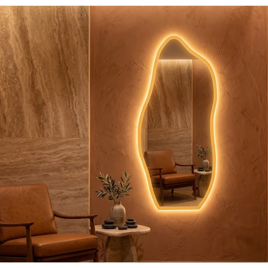 Espelho Com Led Orgânico Borda Infinita Lançamento Exclusivo Quente Frio Neutro 3 Em 1 Envio Imediato Grande Corpo Int