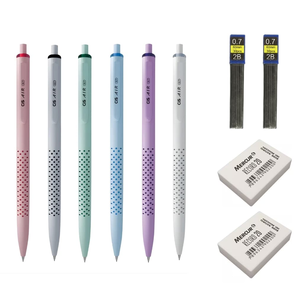 Kit Lapiseira Cis Air 0.7mm + 2 Grafites 0,7mm + 2 Borrachas