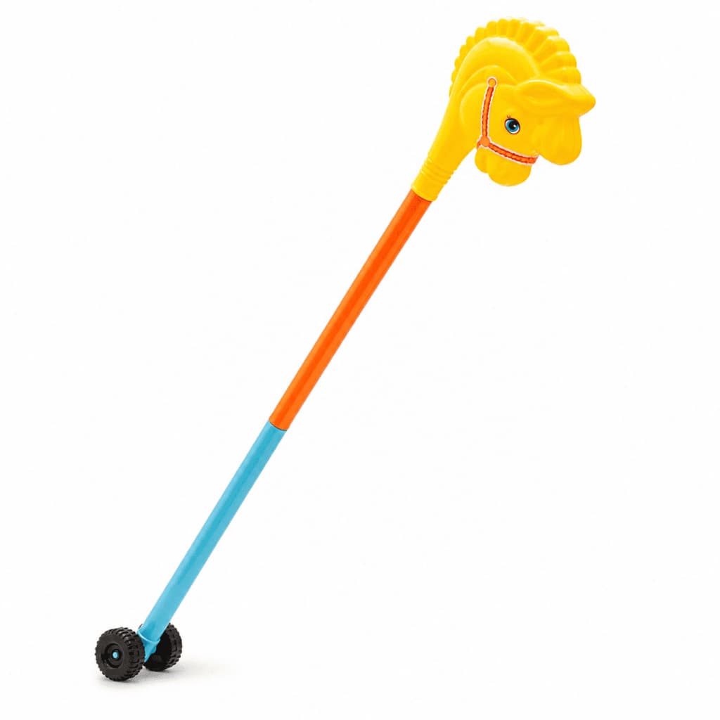Cavalinho de Plástico com Rodinhas Brinquedo Educativo Infantil Tradicional Cores Sortidas