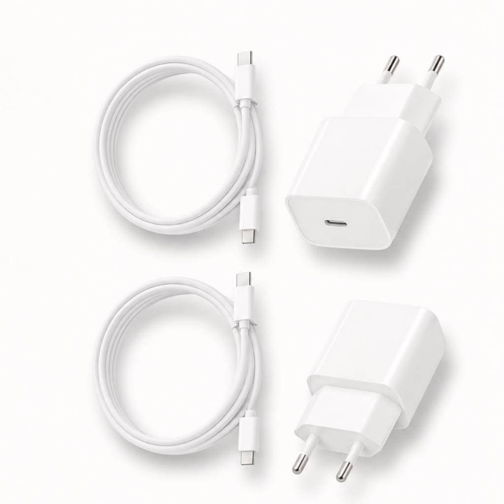 KIT 2 Carregador Turbo iPhone Android WW Kit Completo com Cabo Rápido USB-C