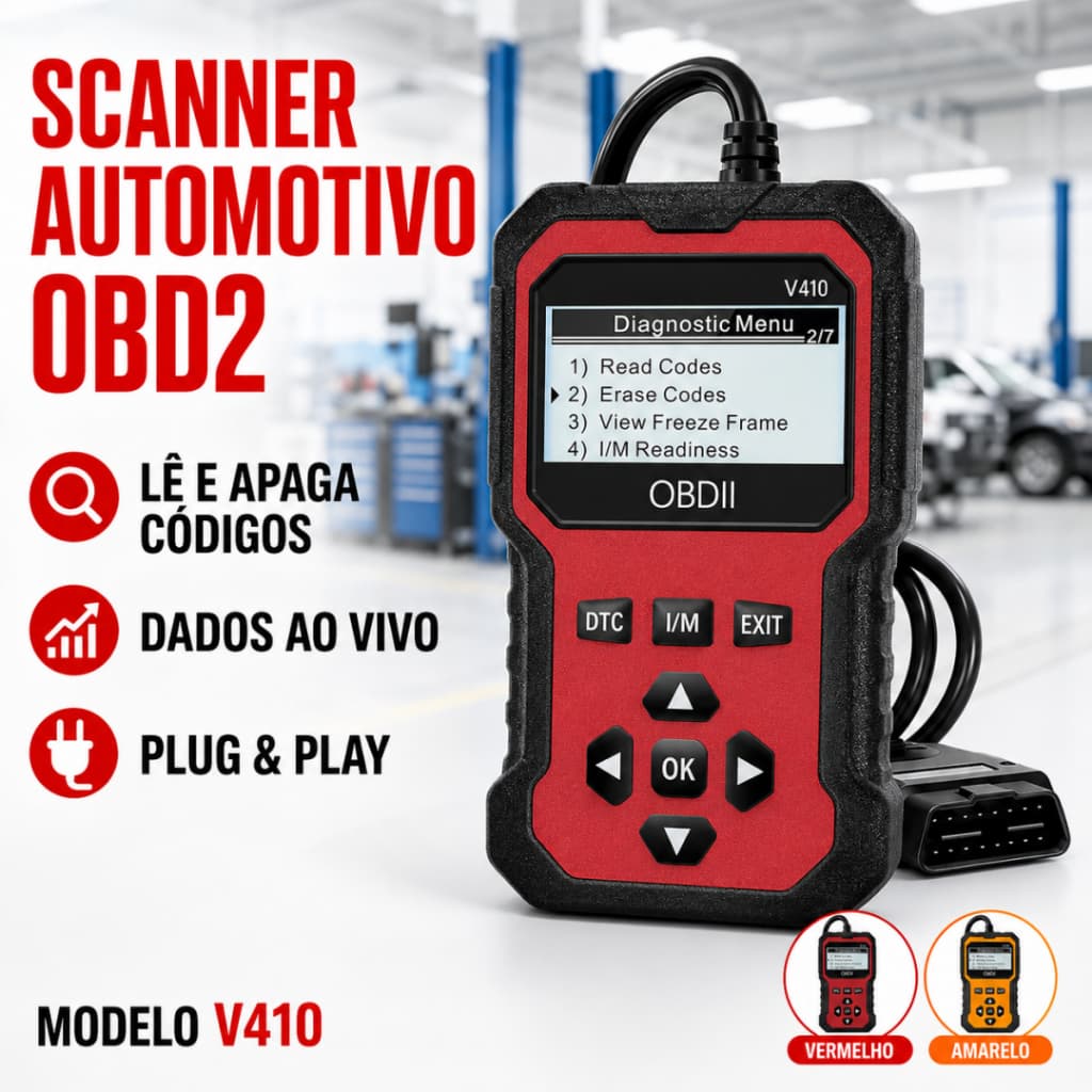 Scanner Automotivo OBD2 Diagnóstico Veicular – Lê, Apaga e Verifica Códigos de Erro, Funciona em Carros 1996 em Diante