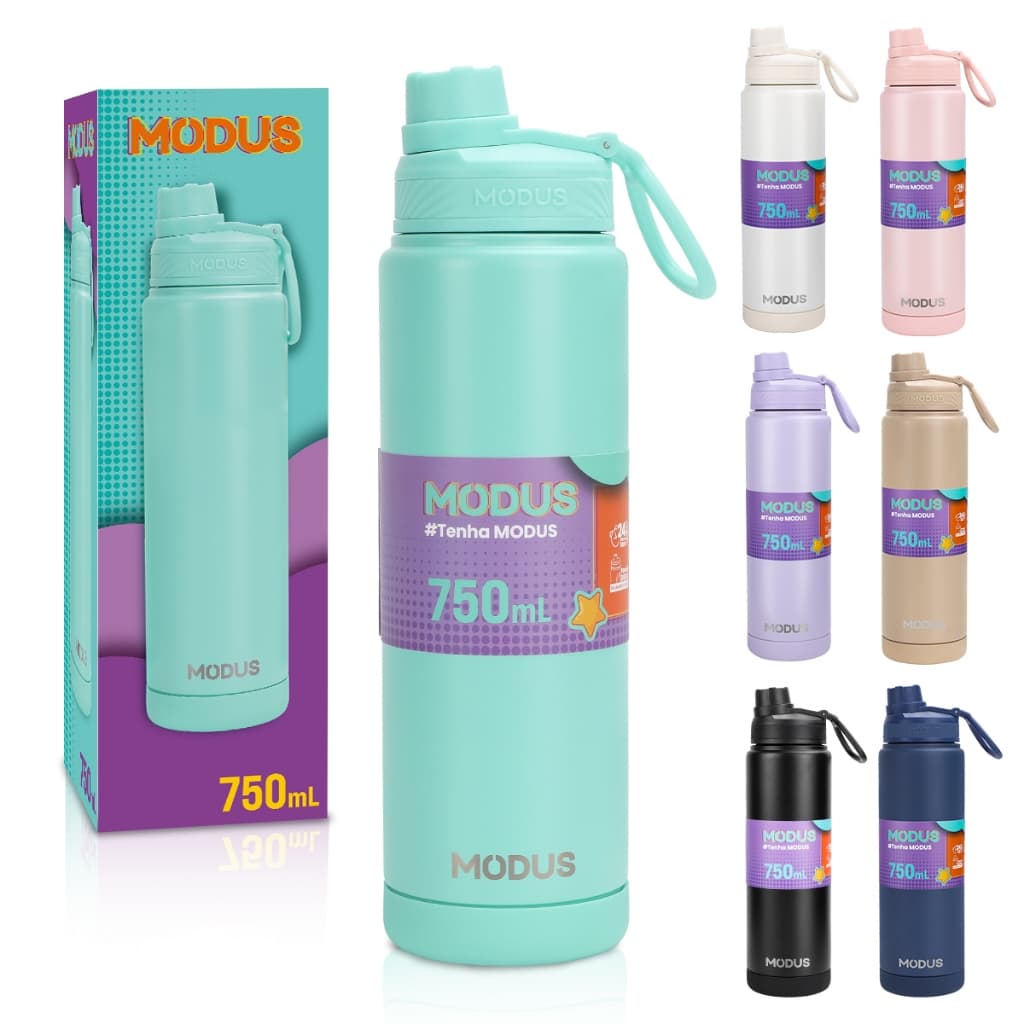 MODUS Garrafa Térmica  750ML Inox Premium Tampa Antivazamento Bico Rosqueável Bebida Quente Fria