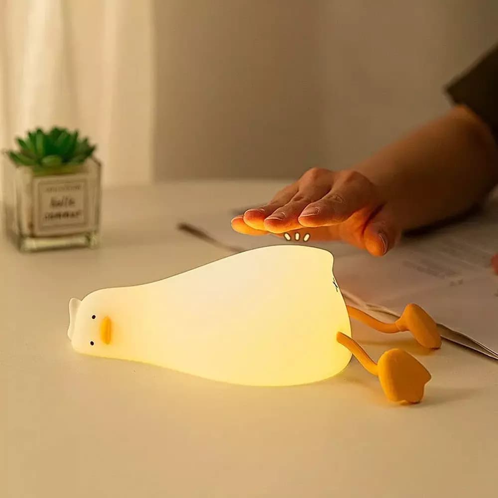 Lâmpada LED Noturna de Silicone Pato - Luz Suave, Recarregável, Design Compacto