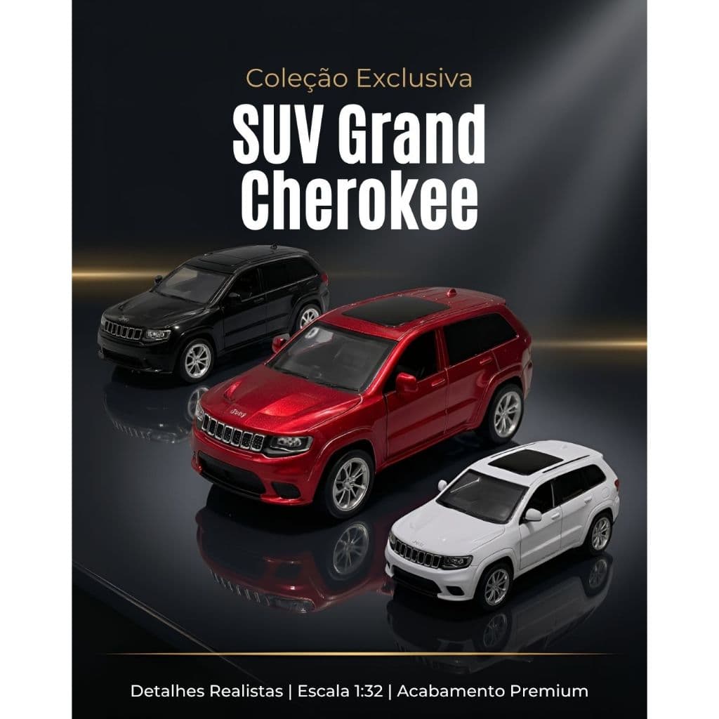 Miniatura Jeep Grand Cherokee 1:32 Abre Portas Ferro Fricção Premium