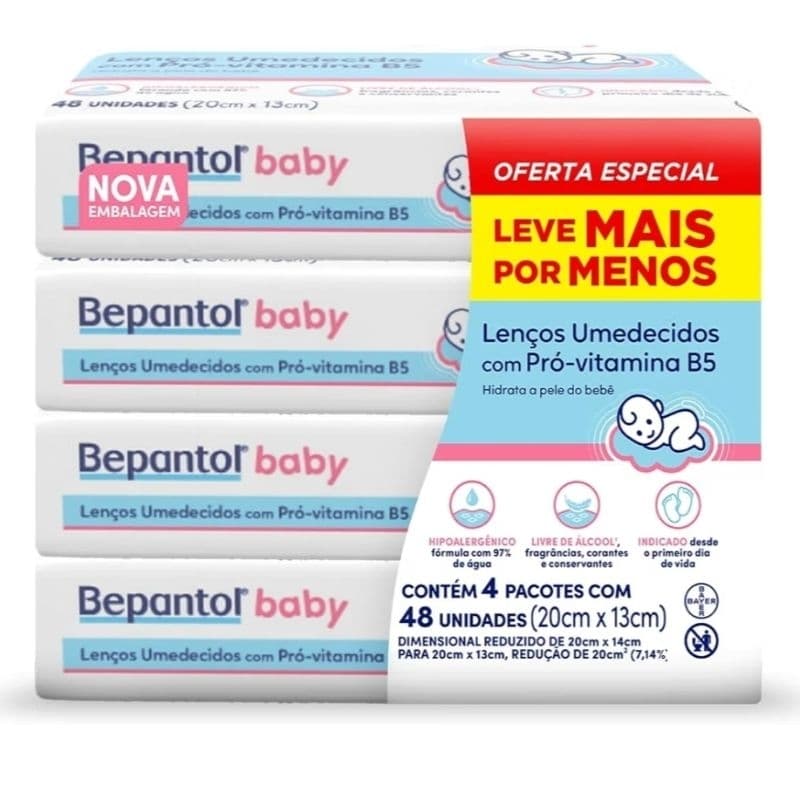 Bepantol Baby Lenço Umedecido Hipoalergênico, 192 Unidades