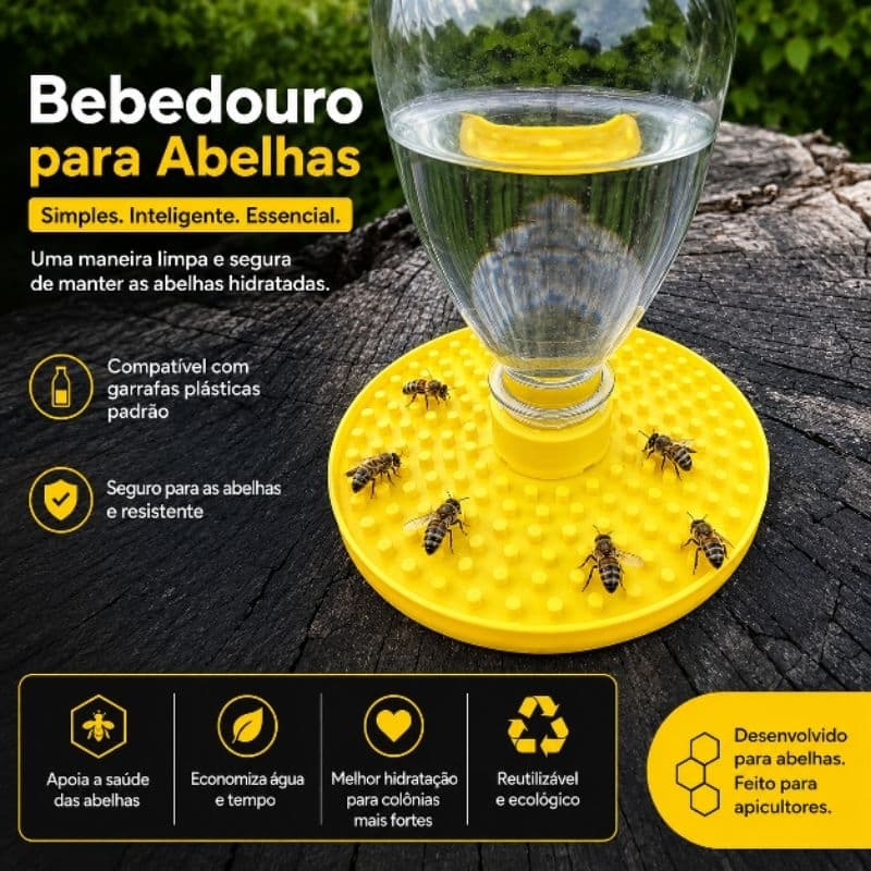 Bebedouro para Abelhas Com ferrão e Sem Ferrão– Estação de Água Simples com Garrafa para Abelhas