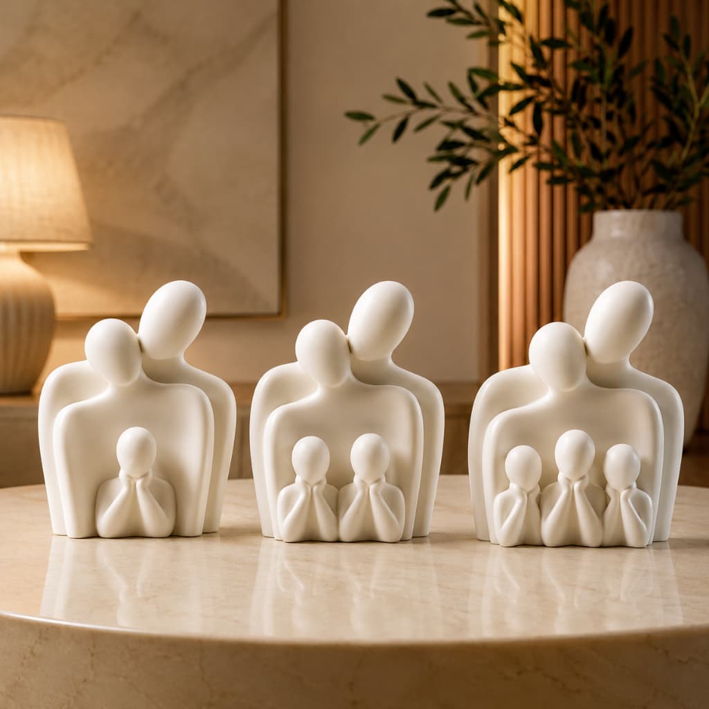Escultura Família Decorativa Minimalista Moderna Sala Quarto Escritório Luxo Premium